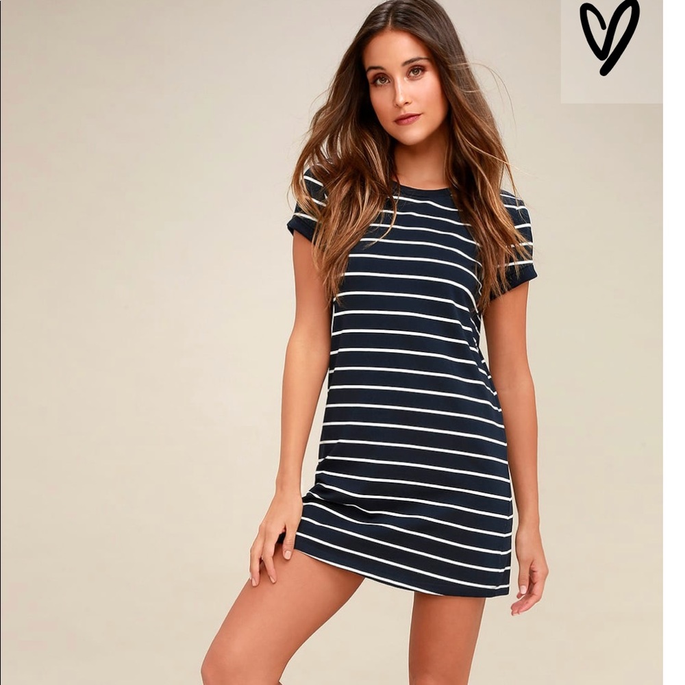 Cafe Society Navy Blue Striped Dress